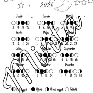 Holdnaptár 2026 Black and white - művészet - grafika & illusztráció - digitális - Meska.hu