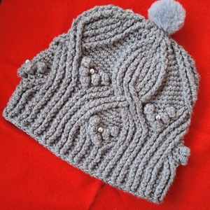 Horgolt sapka egyedi mintával - Meska.hu