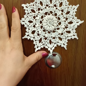 3D hatású horgolt hópehely  - karácsony - adventi díszek - adventi ablakdekoráció - Meska.hu