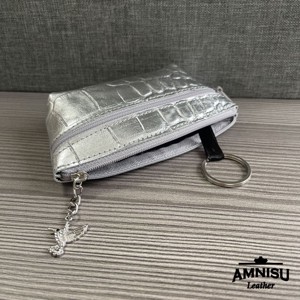 Ezüst krokkómintás kettő cipzáras kulcstartó B1002 - táska & tok - kulcstartó & táskadísz - kulcstartó - Meska.hu