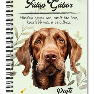 Személyre szabható - Drótszőrű magyar vizsla portré mintás A6-os füzet, Otthon & Életmód, Papír, írószer, Jegyzetfüzet & Napló, , MESKA