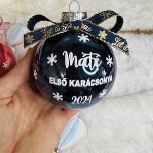 Első karácsonyom neves gömb 8 cm üveg  - karácsony - karácsonyi lakásdekoráció - karácsonyfadíszek - Meska.hu