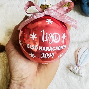 Első karácsonyom neves gömb 8 cm üveg , Karácsony, Karácsonyi lakásdekoráció, Karácsonyfadíszek, Mindenmás, MESKA