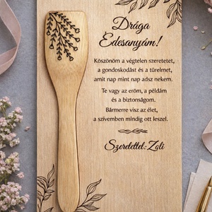 Megható anyák napi ajándék, gravírozott fakanál és tábla - otthon & életmód - dekoráció - dísztárgy - Meska.hu