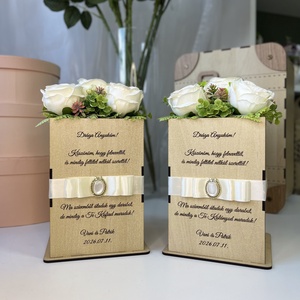 Szülőköszöntő virágbox szett, Esküvő, Emlék & Ajándék, Szülőköszöntő ajándék, Gravírozás, pirográfia, Famegmunkálás, MESKA