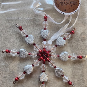 Karácsonyfa dísz, Karácsony, Karácsonyi lakásdekoráció, Karácsonyfadíszek, Gyöngyfűzés, gyöngyhímzés, MESKA