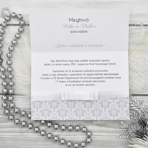 Nyitható meghívó szürke barokk mintával - esküvő - meghívó & kártya - meghívó - Meska.hu