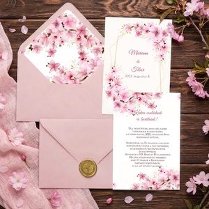 Cseresznyevirágos meghívó szett, Esküvő, Meghívó & Kártya, Meghívó, , MESKA