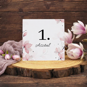 Magnóliákkal díszített asztalszám, Esküvő, Dekoráció, Asztaldísz, , MESKA