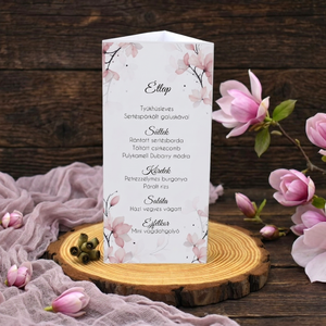Menüháromszög magnóliával, Esküvő, Meghívó & Kártya, Menü, , MESKA
