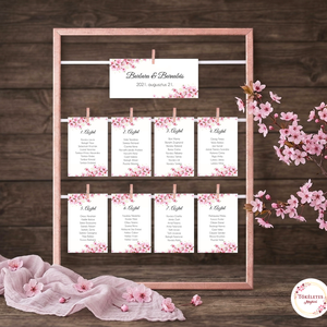 Cseresznyevirágos ülésrend, Esküvő, Meghívó & Kártya, Ültetési rend, , MESKA