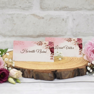 Bordó virágos ültetőkártya, Esküvő, Meghívó & Kártya, Ültetési rend, , MESKA