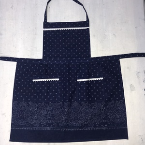 Kékfestő bordűrös retro kötény - otthon & életmód - konyhafelszerelés, tálalás - konyhai textil - kötény - Meska.hu