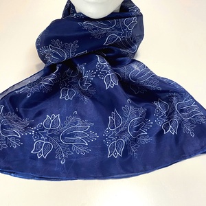 Hernyóselyem sál 180x40 cm eredeti kékfestő - Meska.hu