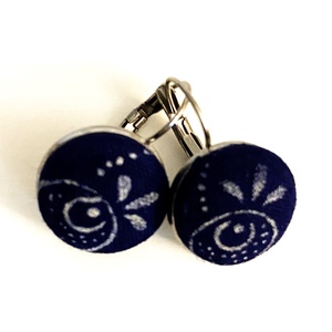 Francia kapcsos lógós fülbevaló eredeti kékfestő, Ékszer, Fülbevaló, Lógó fülbevaló, , MESKA
