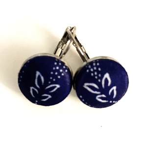 Francia kapcsos lógós fülbevaló eredeti kékfestő - Meska.hu