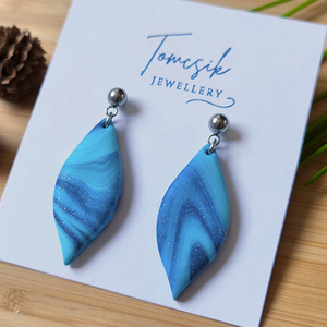 Fülbevaló - Türkiz márvány, Ékszer, Fülbevaló, Lógó fülbevaló, Ékszerkészítés, Gyurma, MESKA