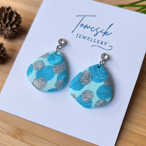 Fülbevaló - Glitter Blue, Ékszer, Fülbevaló, Lógó fülbevaló, Ékszerkészítés, Gyurma, MESKA