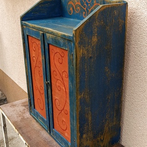 Rusztikus, antikolt, festett téka, faliszekrény - Meska.hu