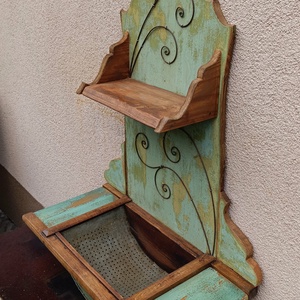 Rusztikus antikolt tálca, kínáló, polc - otthon & életmód - bútor - polc - Meska.hu