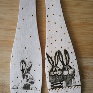 Nyuszis konyhai szett - otthon & életmód - konyhafelszerelés, tálalás - sütés, főzés - vágódeszka - Meska.hu