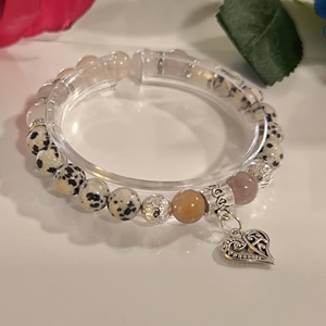 Ásvány karkötő - szív medállal - Meska.hu