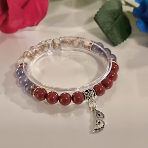 Ásvány karkötő - maszk medállal - ékszer - karkötő - karkötő medállal - Meska.hu