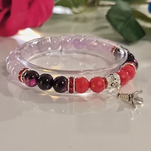 Ásvány karkötő - Eiffel torony medállal - ékszer - karkötő - karkötő medállal - Meska.hu