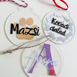 Egyedi neves plexi karácsonyfadísz, Karácsony, Karácsonyi lakásdekoráció, Karácsonyfadíszek, Mindenmás, MESKA