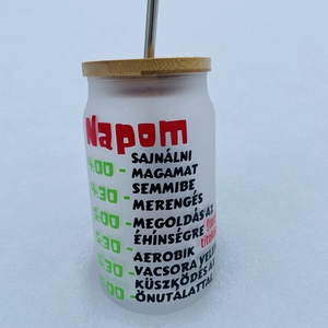 Karácsonyi Grincs napirend üvegpohár fém szívószállal - otthon & életmód - konyhafelszerelés, tálalás - tálalás - pohár - Meska.hu