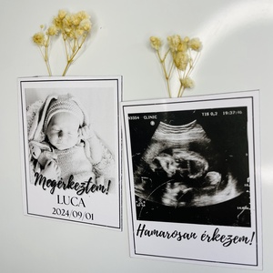 Egyedi fényképes és feliratos baba bejelentő mágnes  - játék & sport - babalátogató ajándékcsomag - Meska.hu