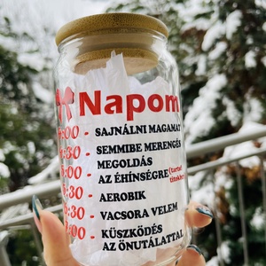 Grincs napirendje bambusztetős üveg pohár szívószállal - otthon & életmód - konyhafelszerelés, tálalás - tálalás - pohár - Meska.hu