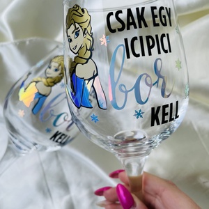 Egyedi vicces mesehősös boros pohár - Hópehely, Otthon & Életmód, Konyhafelszerelés, tálalás, Tálalás, Boros poharak, szettek, Mindenmás, MESKA