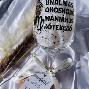 Bunkó személyre szabott csillagjegyes boros pohár egyedi névvel - otthon & életmód - konyhafelszerelés, tálalás - tálalás - boros poharak, szettek - Meska.hu