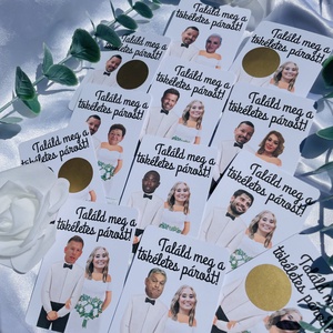 Magyar hírességes esküvői kaparós sorsjegy a fotótokkal - 18 db kártya - Meska.hu