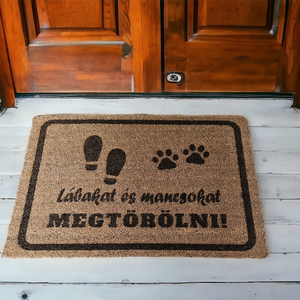 kókuszrost lábtörlő, Otthon & Lakás, Lakástextil, Lábtörlő, Gravírozás, pirográfia, MESKA