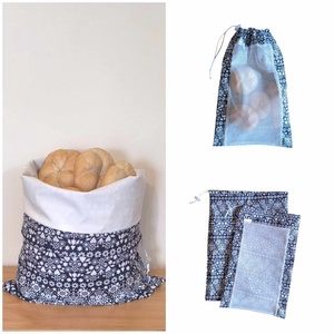 Frissentartó kenyeres zsák+bevásárló zsák kék motívumos, Táska & Tok, Bevásárlás & Shopper táska, Kenyeres zsák, Varrás, MESKA