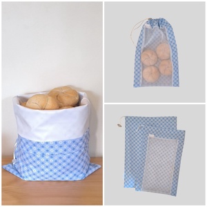 Frissentartó kenyeres zsák+bevásárló zsák kék margarétás, Táska & Tok, Bevásárlás & Shopper táska, Kenyeres zsák, Varrás, MESKA