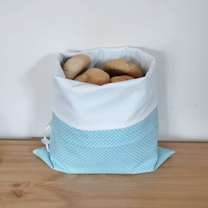 Frissentartó kenyeres zsák+bevásárló zsák türkizzöld pöttyös - táska & tok - bevásárlás & shopper táska - kenyeres zsák - Meska.hu