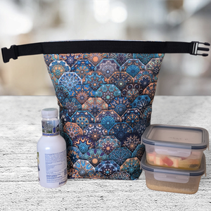 Ételhordó és uzsonnás táska türkizzöld csempés - táska & tok - uzsonna- & ebéd tartó - ebéd tasak, doboz - Meska.hu