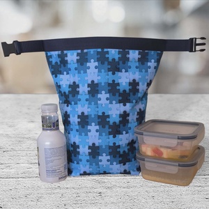 Ételhordó és uzsonnás táska kék puzzle - táska & tok - uzsonna- & ebéd tartó - ebéd tasak, doboz - Meska.hu