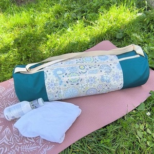 Jóga-, pilates-, tornamatrac táska türkiz mandalás - Meska.hu