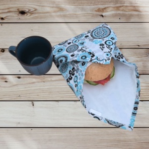 Frissentartó textilszalvéta fekete-kék mandalás, Táska & Tok, Uzsonna- & Ebéd tartó, Szendvics csomagoló, Varrás, MESKA