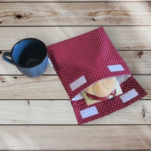 Nasitartó bordó pöttyös, Táska & Tok, Uzsonna- & Ebéd tartó, Szendvics csomagoló, Varrás, MESKA