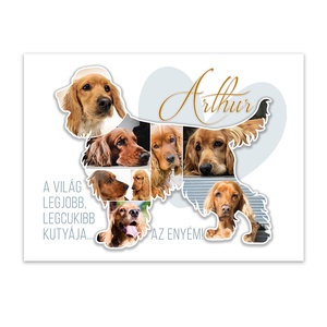 Fotókollázs spániel sziluettel. Spániel fotókollázs kutyád képeivel. Cocker spániel. - művészet - kollázs - Meska.hu