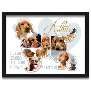 Fotókollázs spániel sziluettel. Spániel fotókollázs kutyád képeivel. Cocker spániel., Művészet, Kollázs, Fotó, grafika, rajz, illusztráció, MESKA