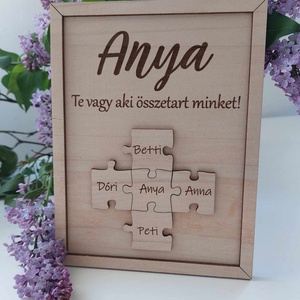 TotiWood Anyáknapi puzzle kép egyedi gravírozással, Otthon & Életmód, Dekoráció, Kép & Falikép, Táblakép, Famegmunkálás, MESKA