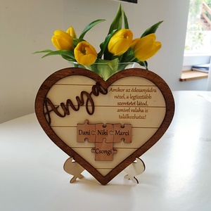 Szív alakú puzzle kép Mama - Meska.hu