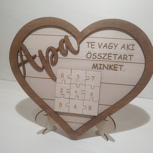 Szív alakú puzzle kép Apa - otthon & életmód - dekoráció - asztal és polc dekoráció - asztaldísz - Meska.hu