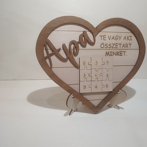 Szív alakú puzzle kép Apa - otthon & életmód - dekoráció - asztal és polc dekoráció - asztaldísz - Meska.hu